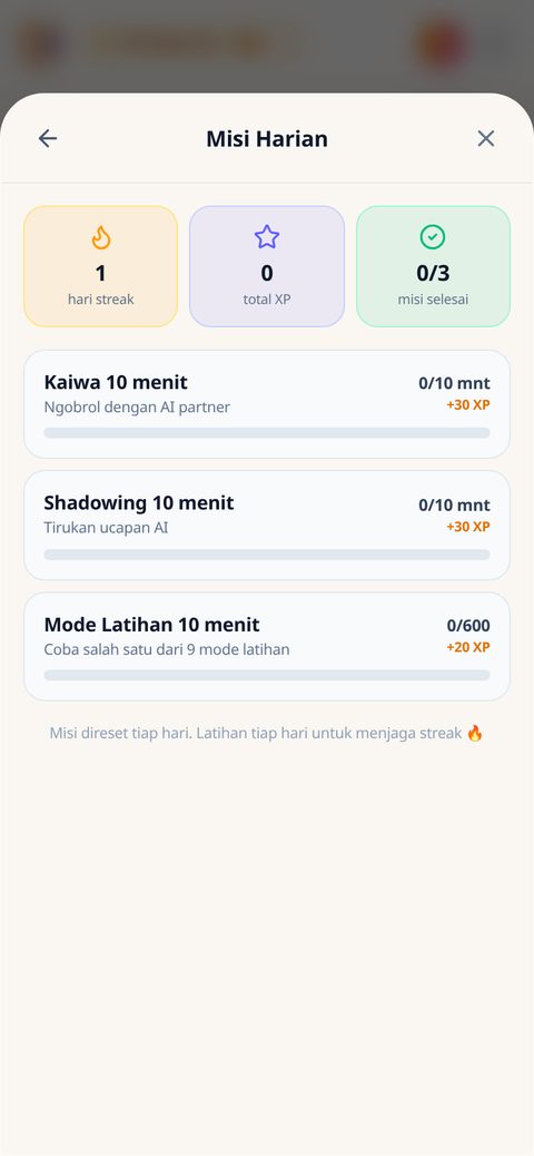 Misi harian dan streak